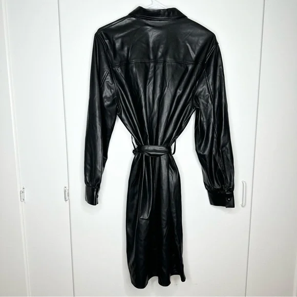 NWT Nic+Zoe Womens Black Faux Leather Knee Length Shirtdress Size Large and XL - Picture 7 of 11